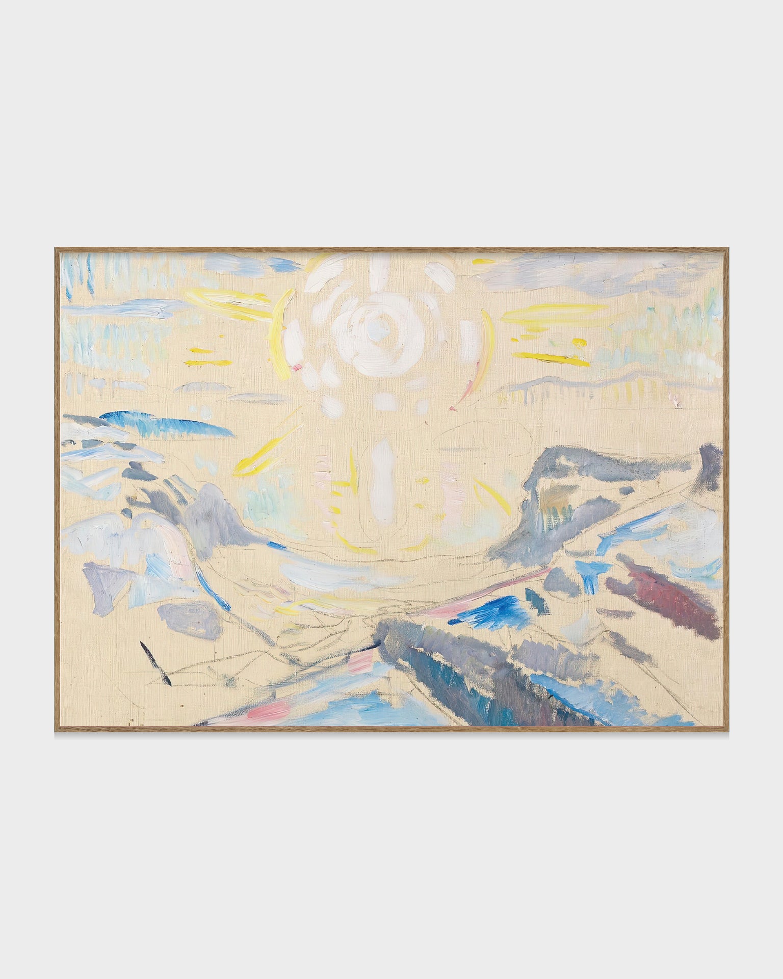 En uttrycksfull poster med Edvard Munchs målning The Sun från 1910, där kraftfulla färger och strålande linjer fångar solens energi i ett ikoniskt verk inom nordisk modernism, perfekt för en konstnärlig och tidlös inredning. Motivet är tryckt på premiumpapper för bästa färgåtergivning.

Utfallande utförande.