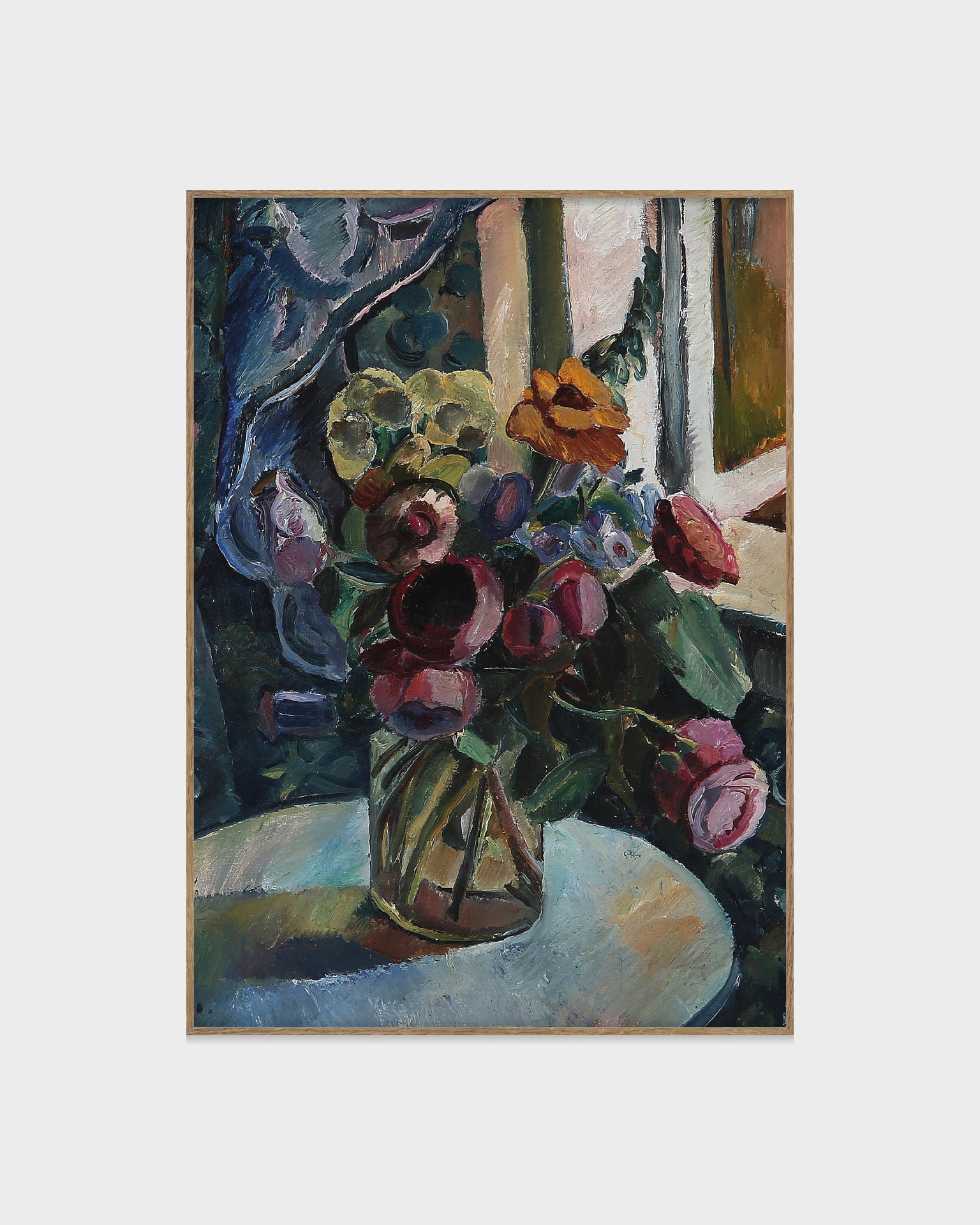 Uppsättning blommor i vas